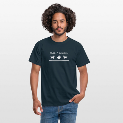 Bull Terrier-Schriftzug und Pfote | Männer T-Shirt - Navy