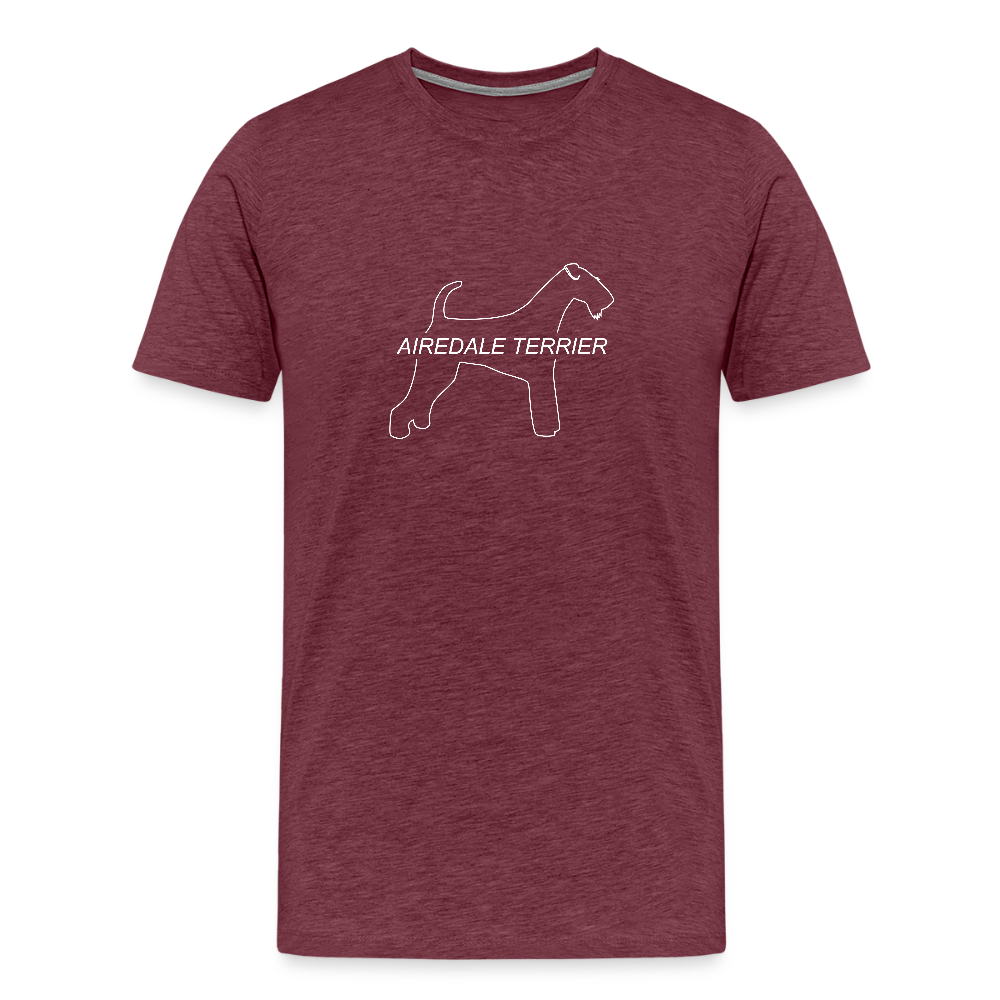 Männer Premium T-Shirt - Airedale Terrier Outline - Bordeauxrot meliert