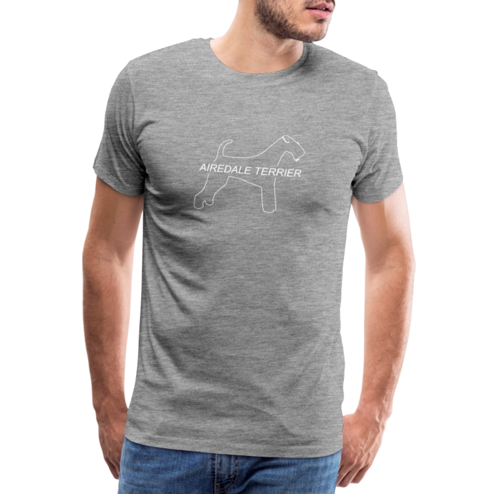 Männer Premium T-Shirt - Airedale Terrier Outline - Grau meliert