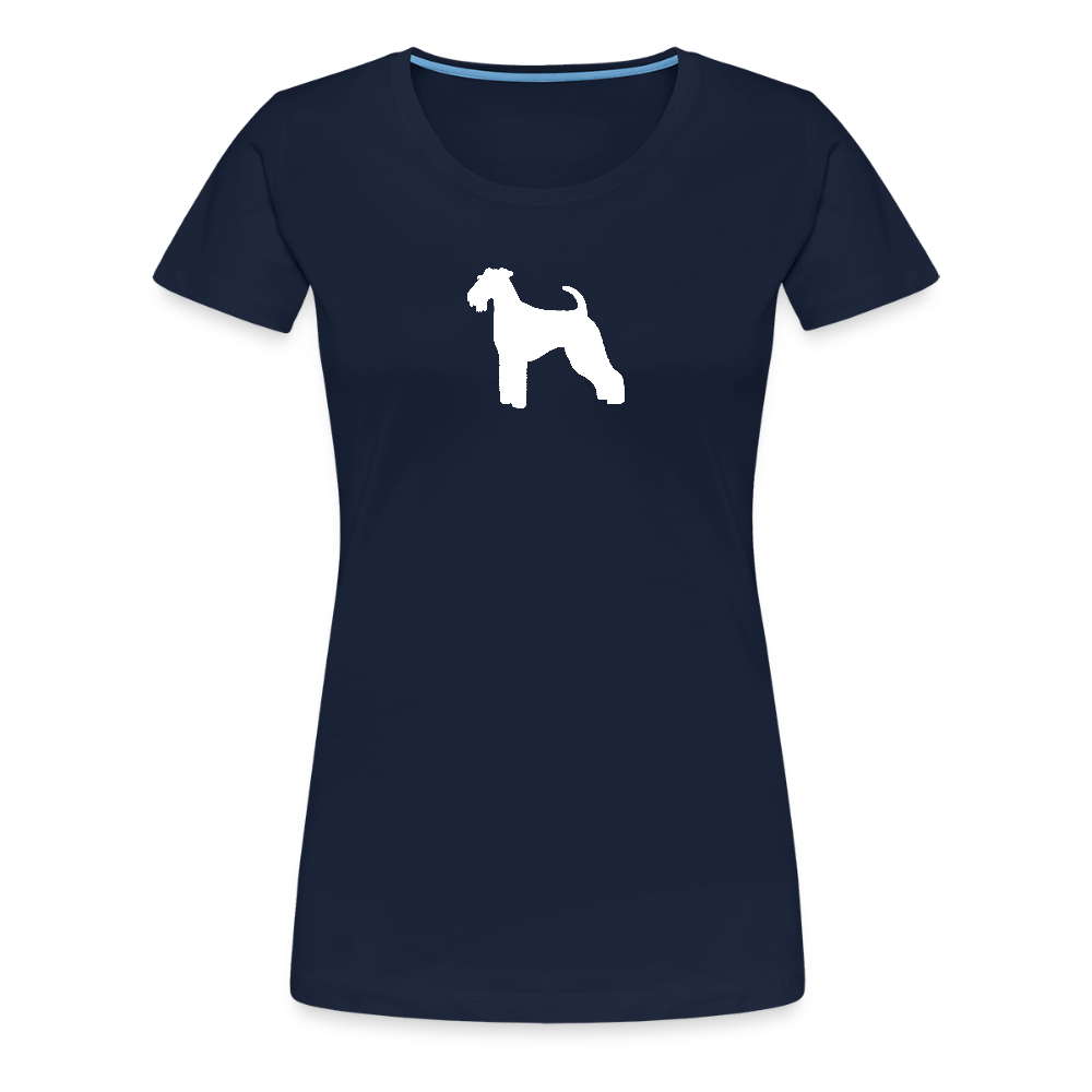 Women’s Premium T-Shirt - Airedale Terrier-Silhouette - Navy