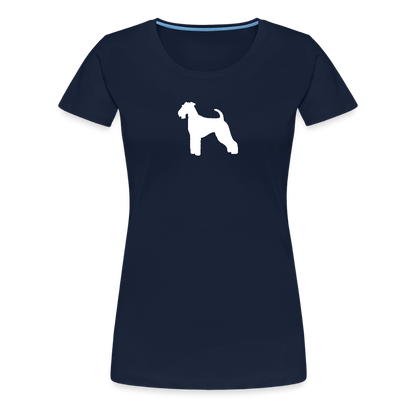 Women’s Premium T-Shirt - Airedale Terrier-Silhouette - Navy