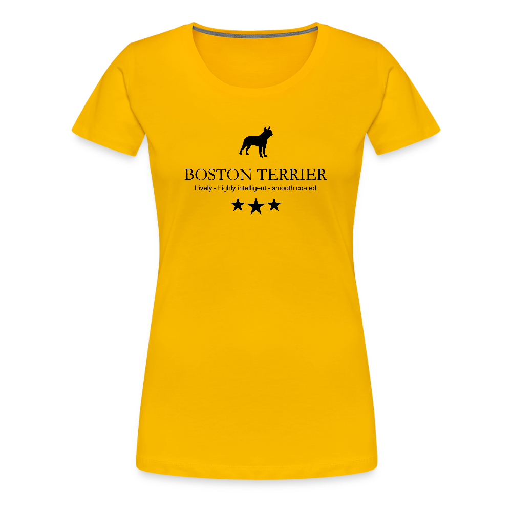 Women’s Premium T-Shirt - Boston Terrier - Lively, highly intelligent, smooth coated... - Sonnengelb