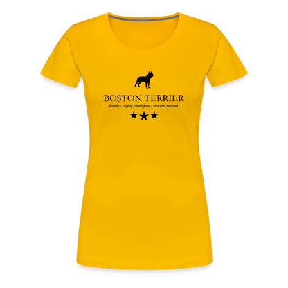 Women’s Premium T-Shirt - Boston Terrier - Lively, highly intelligent, smooth coated... - Sonnengelb