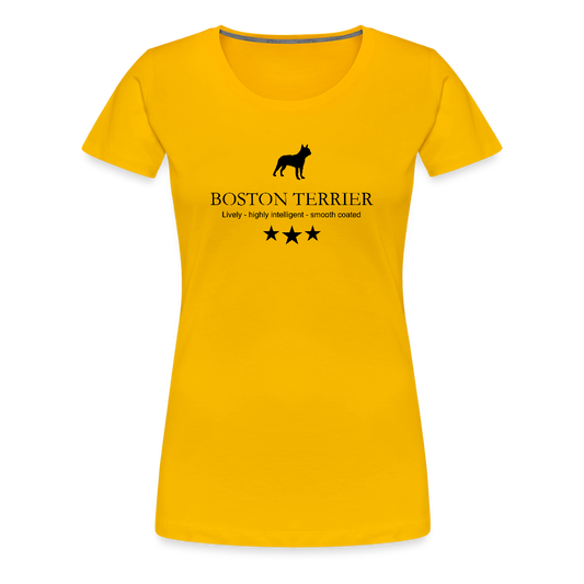 Women’s Premium T-Shirt - Boston Terrier - Lively, highly intelligent, smooth coated... - Sonnengelb