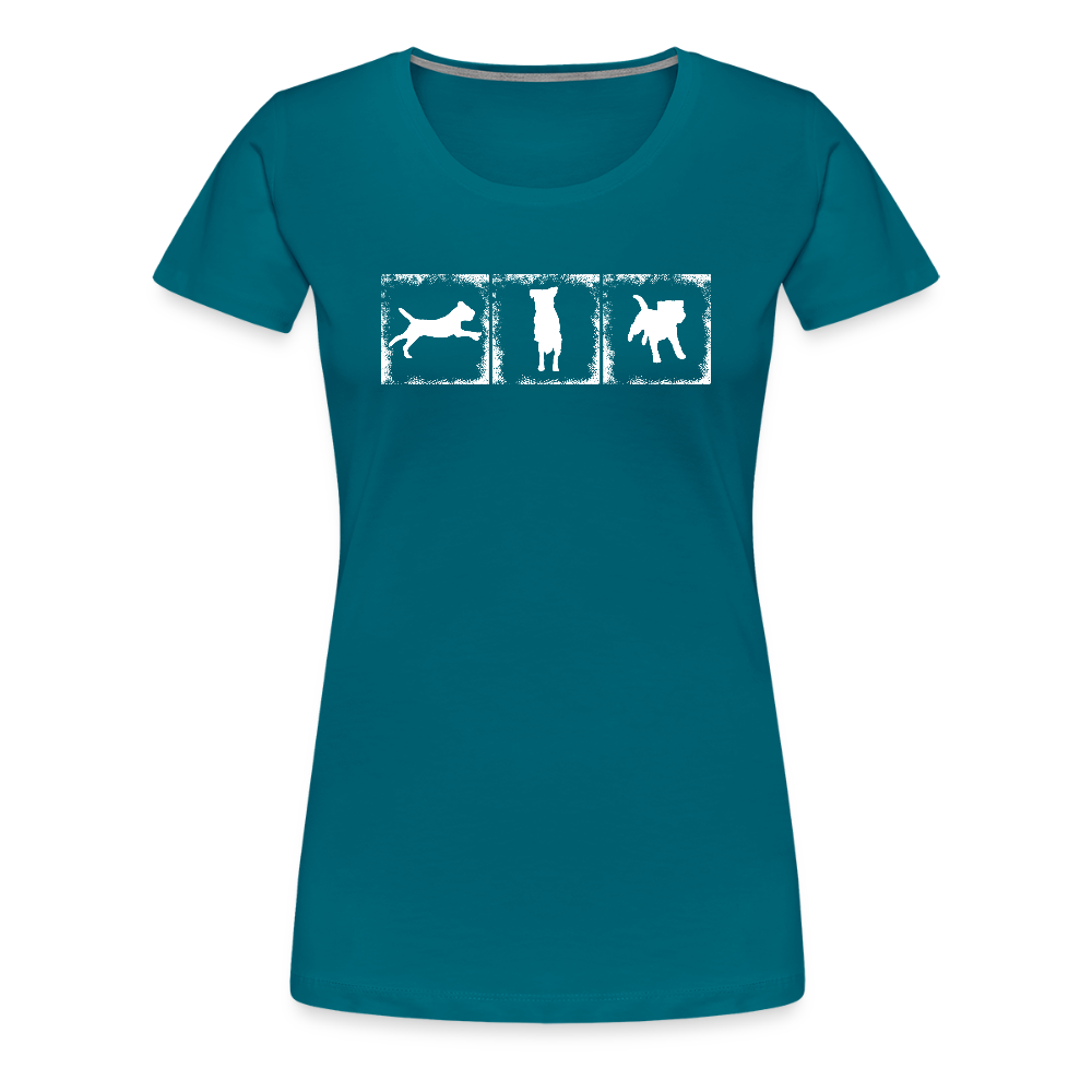 Women’s Premium T-Shirt - Border Terrier in action - Divablau