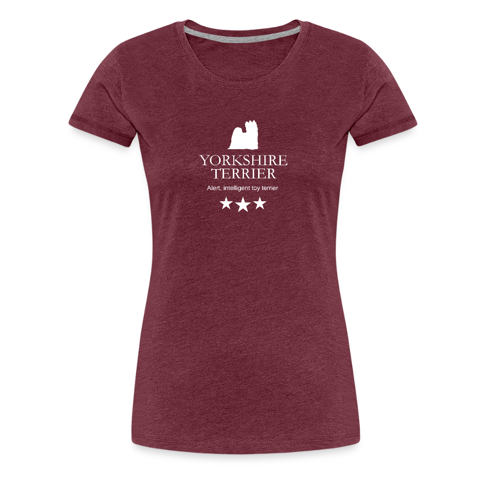Women’s Premium T-Shirt - Yorkshire Terrier - Alert, intelligent toy terrier... - Bordeauxrot meliert