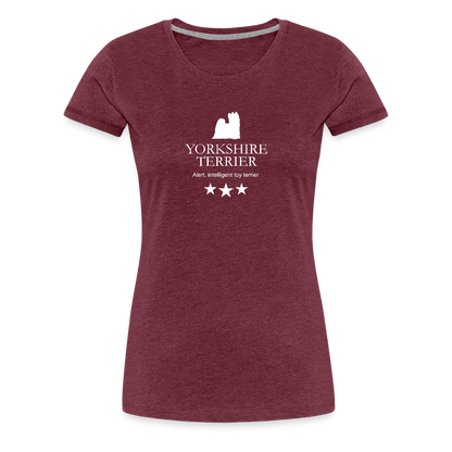 Women’s Premium T-Shirt - Yorkshire Terrier - Alert, intelligent toy terrier... - Bordeauxrot meliert