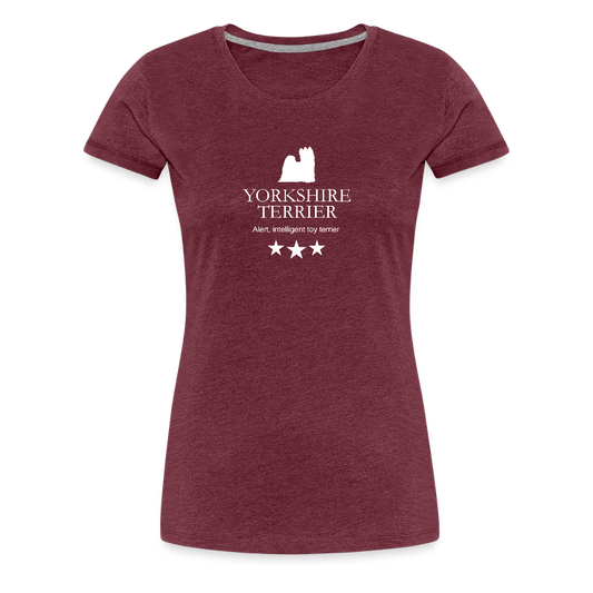 Women’s Premium T-Shirt - Yorkshire Terrier - Alert, intelligent toy terrier... - Bordeauxrot meliert