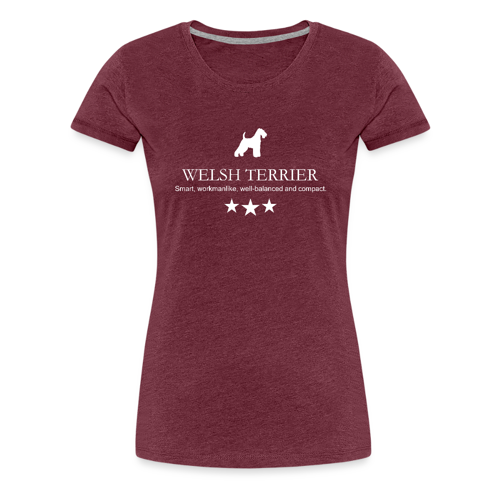 Women’s Premium T-Shirt - Welsh Terrier - Smart, workmanlike, well-balanced and compact... - Bordeauxrot meliert