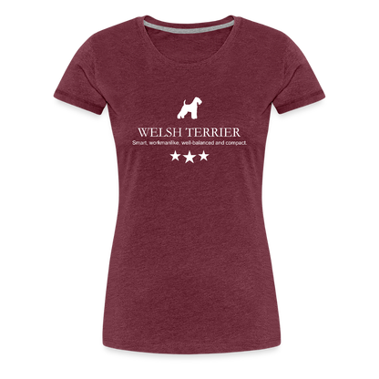 Women’s Premium T-Shirt - Welsh Terrier - Smart, workmanlike, well-balanced and compact... - Bordeauxrot meliert