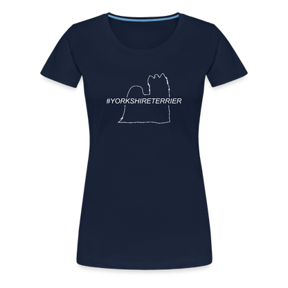 Women’s Premium T-Shirt - Yorkshire Terrier - Hashtag - Navy