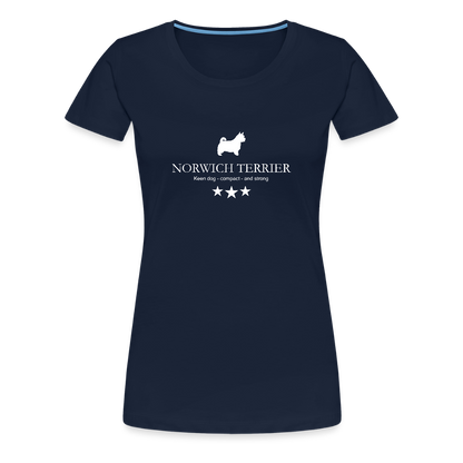 Women’s Premium T-Shirt - Norwich Terrier - Keen dog, compact and strong... - Navy