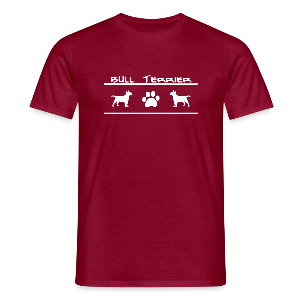 Bull Terrier-Schriftzug und Pfote | Männer T-Shirt - Ziegelrot