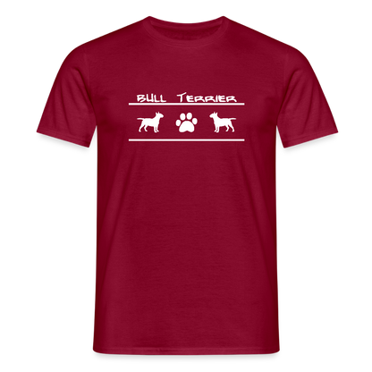 Bull Terrier-Schriftzug und Pfote | Männer T-Shirt - Ziegelrot