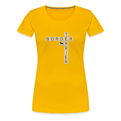 Border Terrier - Scrabble | Women’s Premium T-Shirt - Sonnengelb