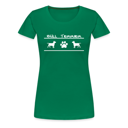 Women’s Premium T-Shirt - Bull Terrier-Schriftzug und Pfote - Kelly Green