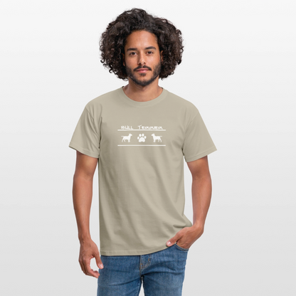 Bull Terrier-Schriftzug und Pfote | Männer T-Shirt - Sandbeige