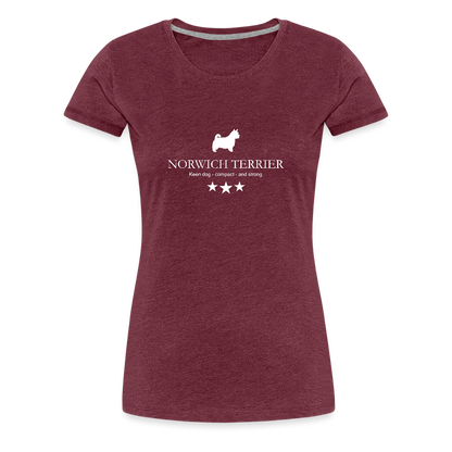 Women’s Premium T-Shirt - Norwich Terrier - Keen dog, compact and strong... - Bordeauxrot meliert