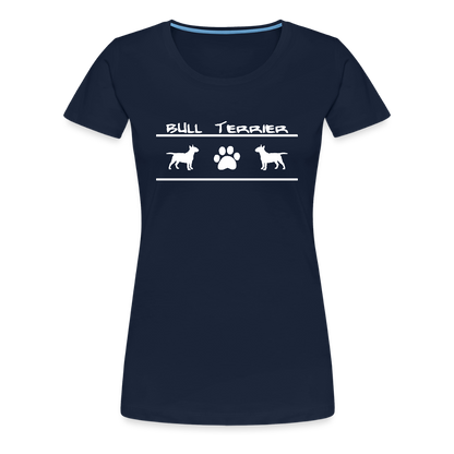 Women’s Premium T-Shirt - Bull Terrier-Schriftzug und Pfote - Navy
