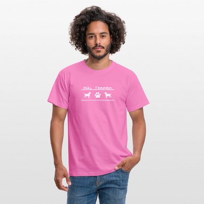 Bull Terrier-Schriftzug und Pfote | Männer T-Shirt - Pink