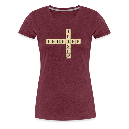 Irish Terrier - Scrabble | Women’s Premium T-Shirt - Bordeauxrot meliert