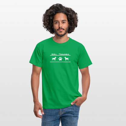 Bull Terrier-Schriftzug und Pfote | Männer T-Shirt - Kelly Green