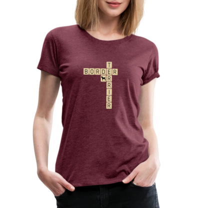 Border Terrier - Scrabble | Women’s Premium T-Shirt - Bordeauxrot meliert