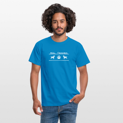 Bull Terrier-Schriftzug und Pfote | Männer T-Shirt - Royalblau