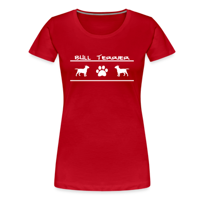 Women’s Premium T-Shirt - Bull Terrier-Schriftzug und Pfote - Rot