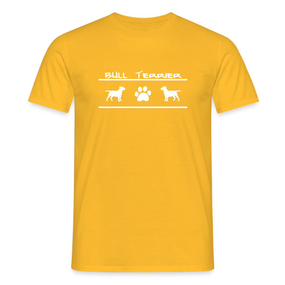 Bull Terrier-Schriftzug und Pfote | Männer T-Shirt - Gelb
