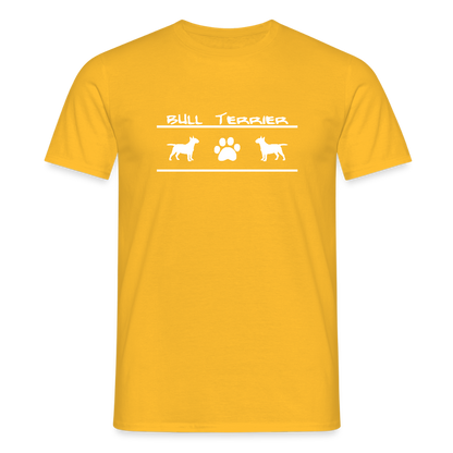 Bull Terrier-Schriftzug und Pfote | Männer T-Shirt - Gelb