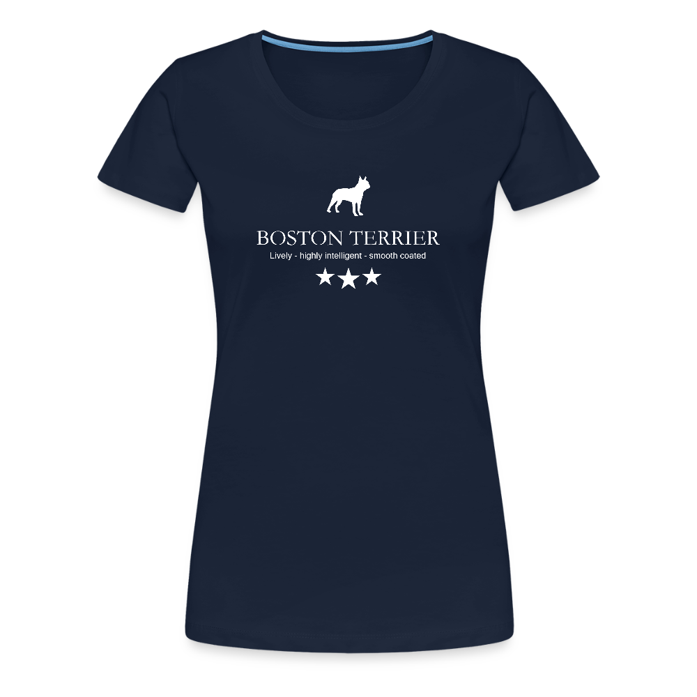 Women’s Premium T-Shirt - Boston Terrier - Lively, highly intelligent, smooth coated... - Navy