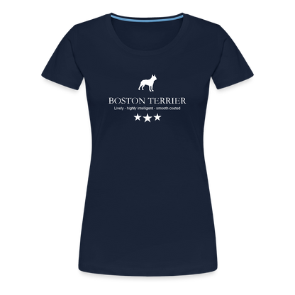 Women’s Premium T-Shirt - Boston Terrier - Lively, highly intelligent, smooth coated... - Navy