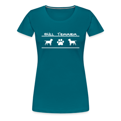 Women’s Premium T-Shirt - Bull Terrier-Schriftzug und Pfote - Divablau