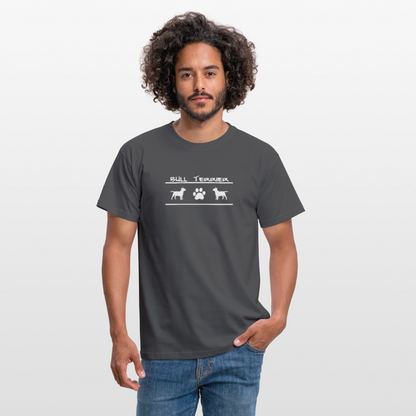 Bull Terrier-Schriftzug und Pfote | Männer T-Shirt - Anthrazit