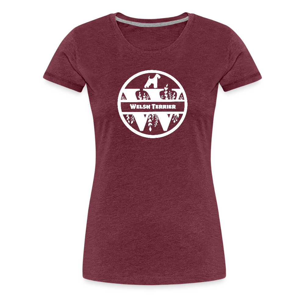 Women’s Premium T-Shirt - Welsh Terrier - Monogramm - Bordeauxrot meliert