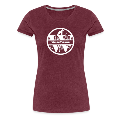 Women’s Premium T-Shirt - Welsh Terrier - Monogramm - Bordeauxrot meliert