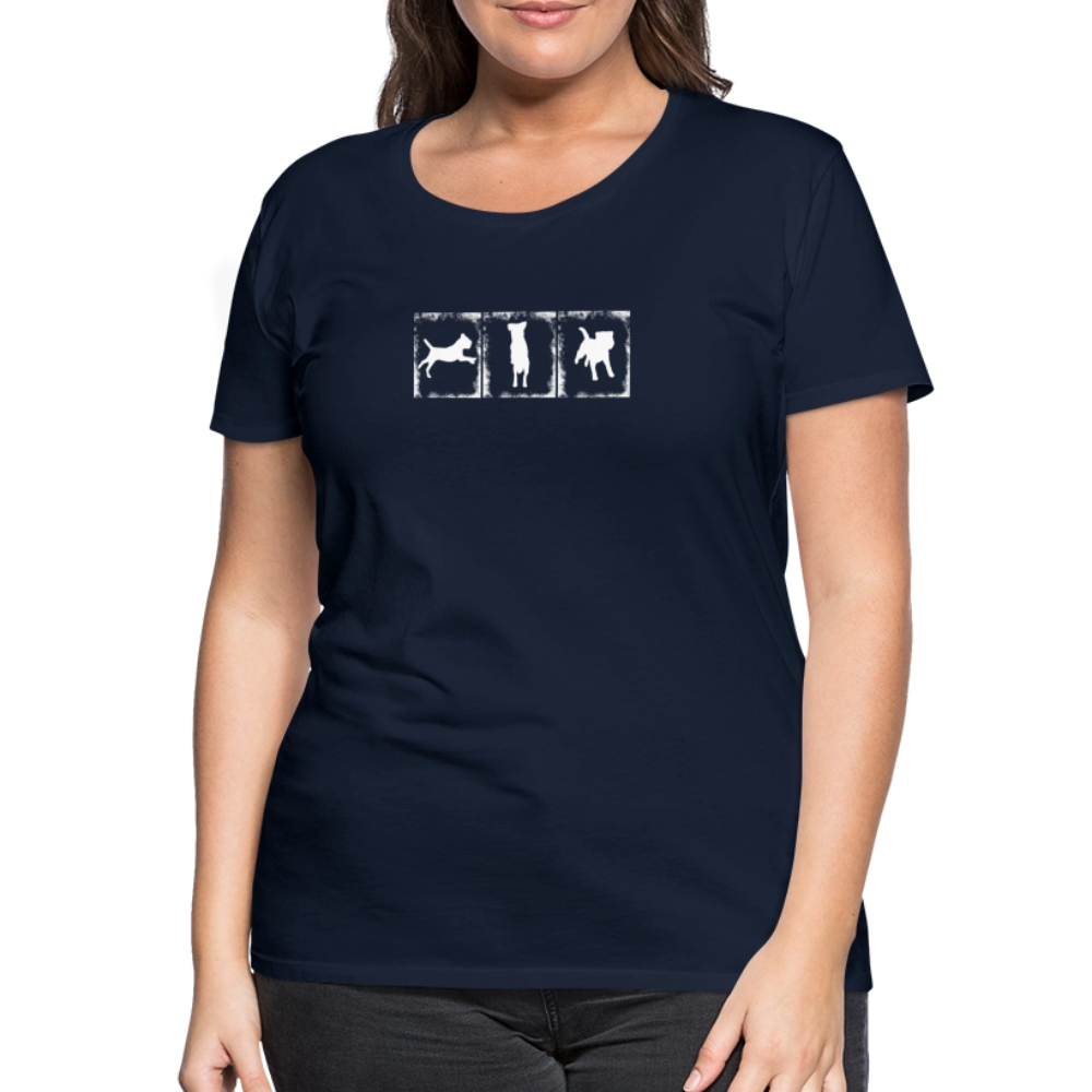 Women’s Premium T-Shirt - Border Terrier in action - Navy