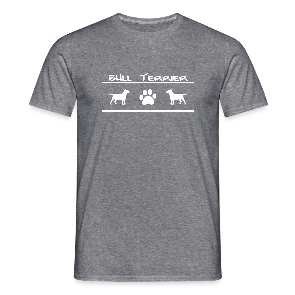 Bull Terrier-Schriftzug und Pfote | Männer T-Shirt - Graphit meliert