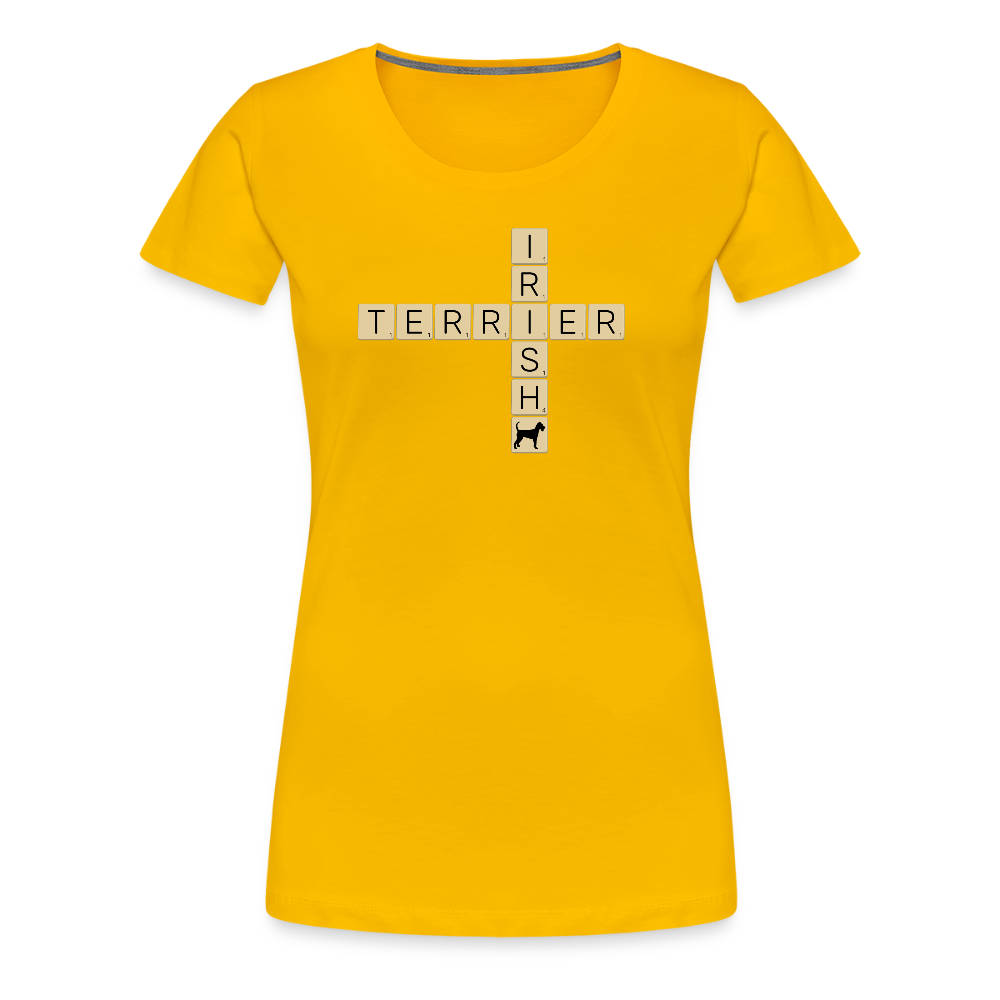 Irish Terrier - Scrabble | Women’s Premium T-Shirt - Sonnengelb