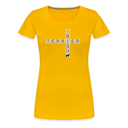 Irish Terrier - Scrabble | Women’s Premium T-Shirt - Sonnengelb