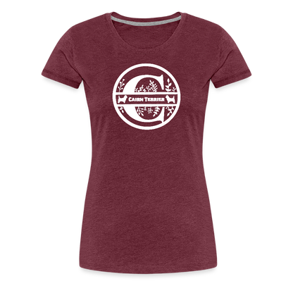 Women’s Premium T-Shirt - Cairn Terrier - Monogramm - Bordeauxrot meliert