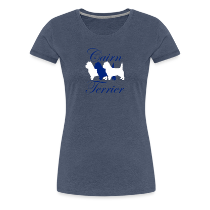 Women’s Premium T-Shirt - Cairn Terrier-Schriftzug - Blau meliert