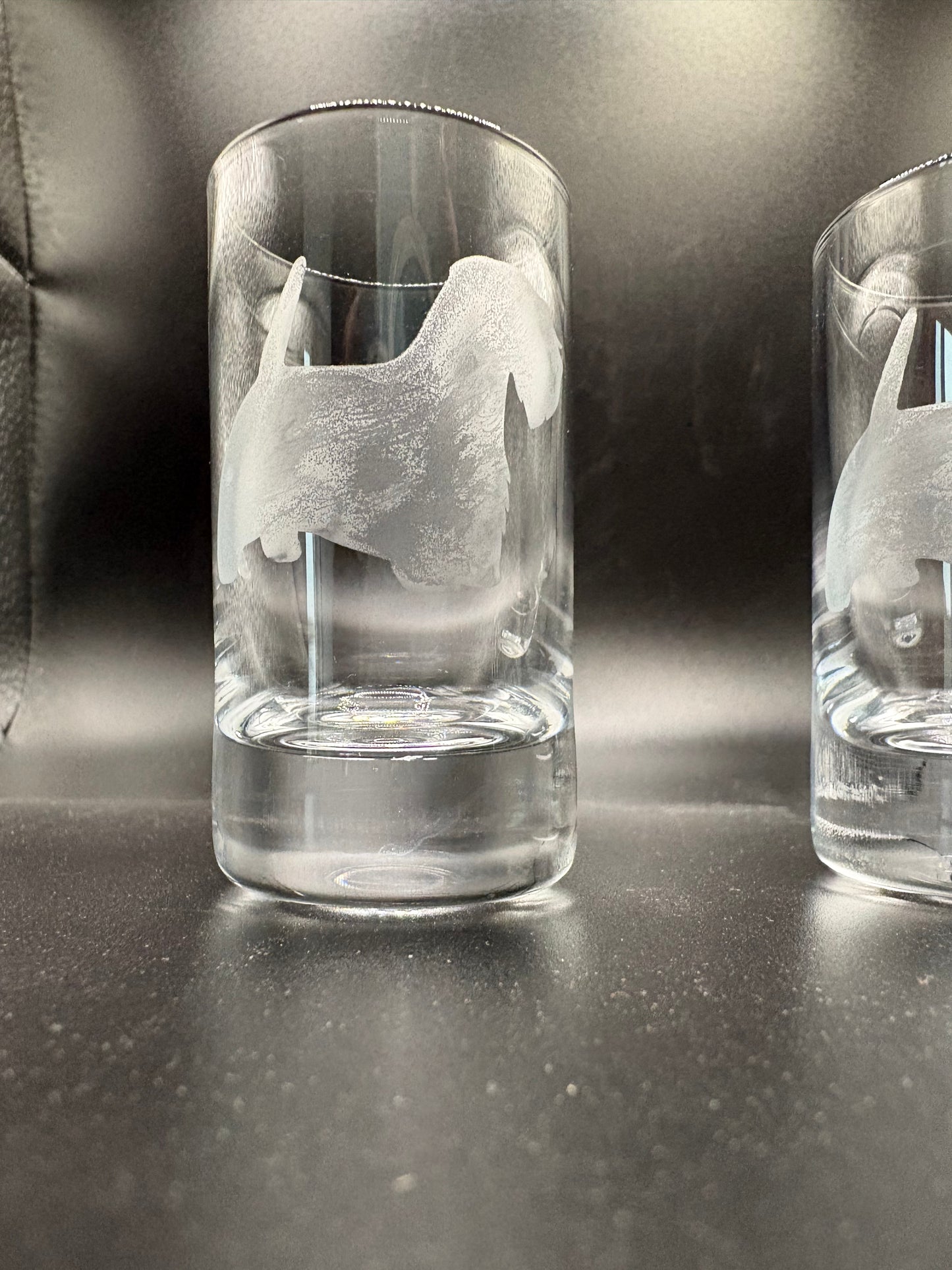 2er Set Schnaps Glas mit Terrier-Silhouette