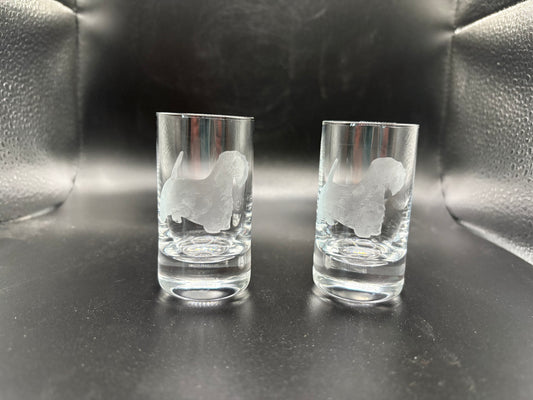 2er Set Schnaps Glas mit Terrier-Silhouette