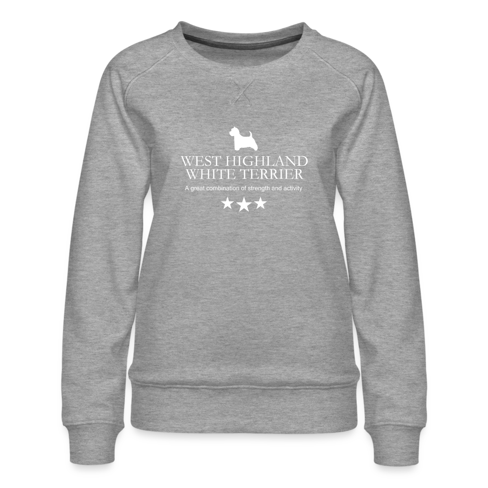 Frauen Premium Pullover - West Highland White Terrier - A great combination of strength and activity... - Grau meliert