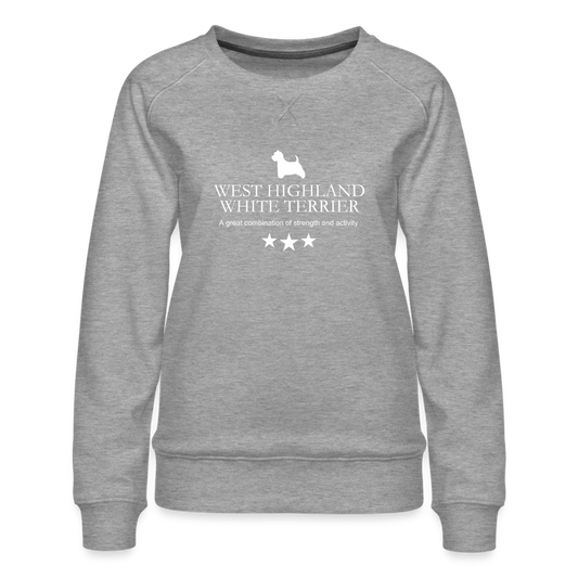 Frauen Premium Pullover - West Highland White Terrier - A great combination of strength and activity... - Grau meliert