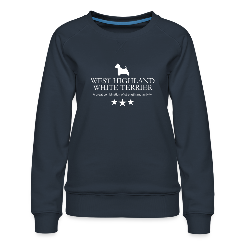Frauen Premium Pullover - West Highland White Terrier - A great combination of strength and activity... - Navy
