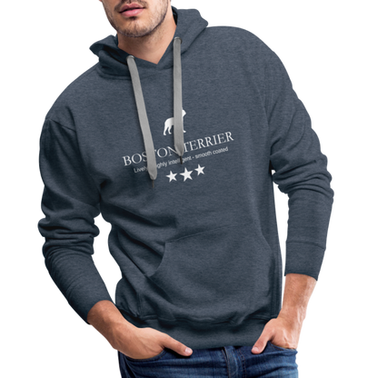 Men’s Premium Hoodie - Boston Terrier - Lively, highly intelligent, smooth coated... - Jeansblau