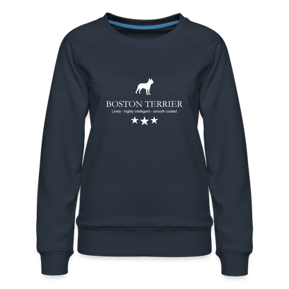 Frauen Premium Pullover - Boston Terrier - Lively, highly intelligent, smooth coated... - Navy